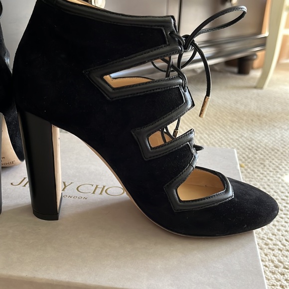 Jimmy Choo suede nappa black lace up heals size 5.5 - Picture 5 of 9